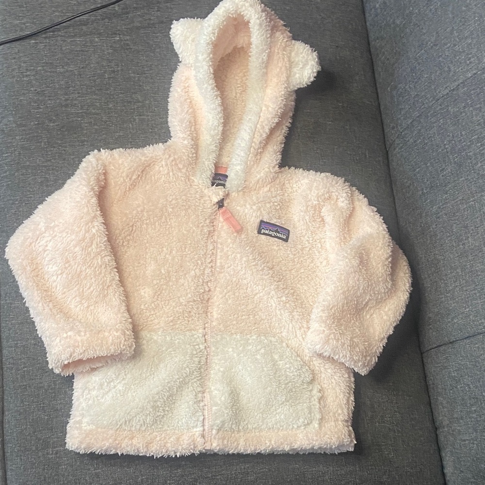 Patagonia Kids Fleece Jacket in Cream and Pink